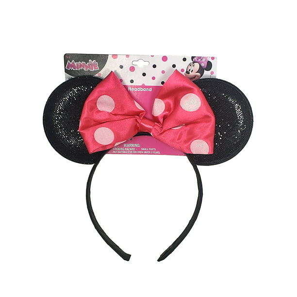 Disney Minnie Mouse Stacked Boutique Hair Bow Pink Black Glitter Toddler Girl